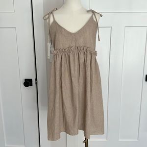 Taupe Mini Dress with Shoulder Ties